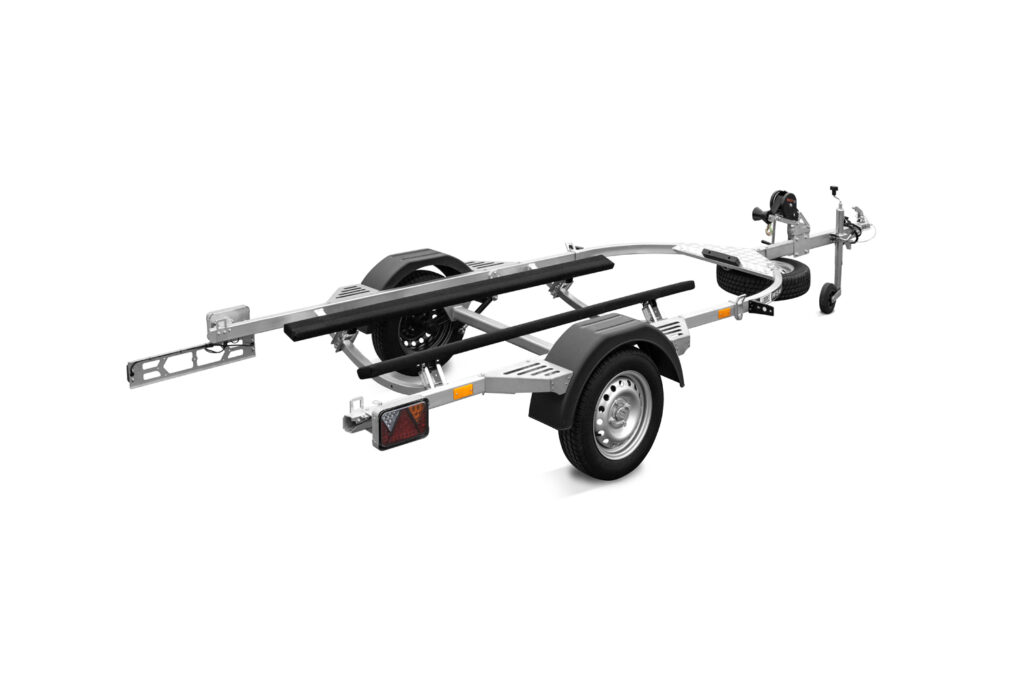 Trailer for transporting jet skis with skis and additional equipment