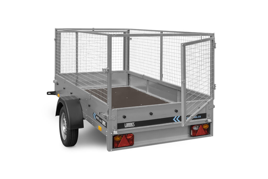 modern flatbed car trailer with net