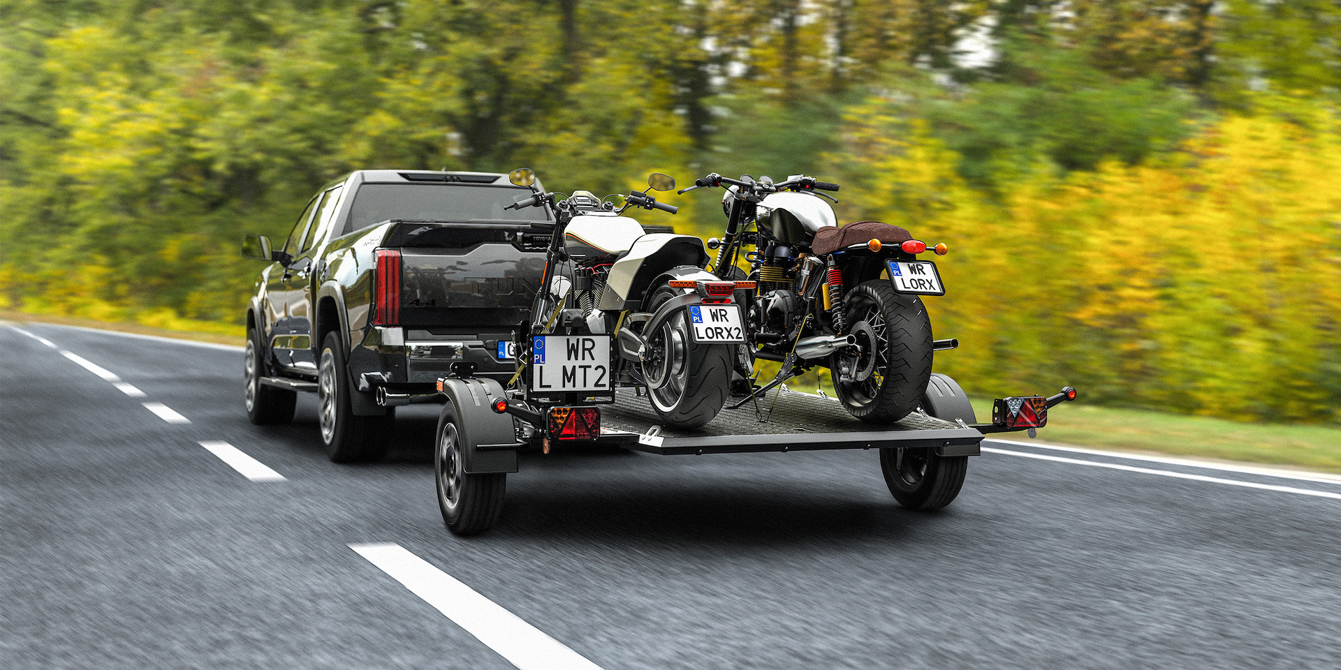 samochód z przyczepą motocyklową Lorries a opłaty e-TOLL