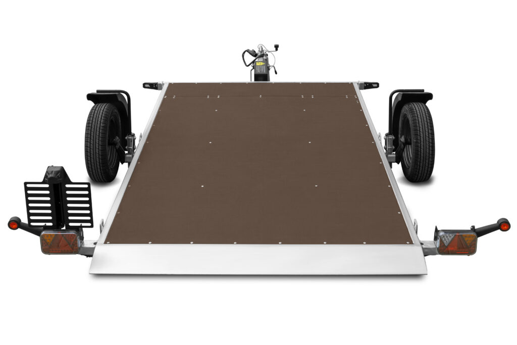 remorque plate-forme de transport pour le transport d'une tondeuse à gazon ou d'un tracteur