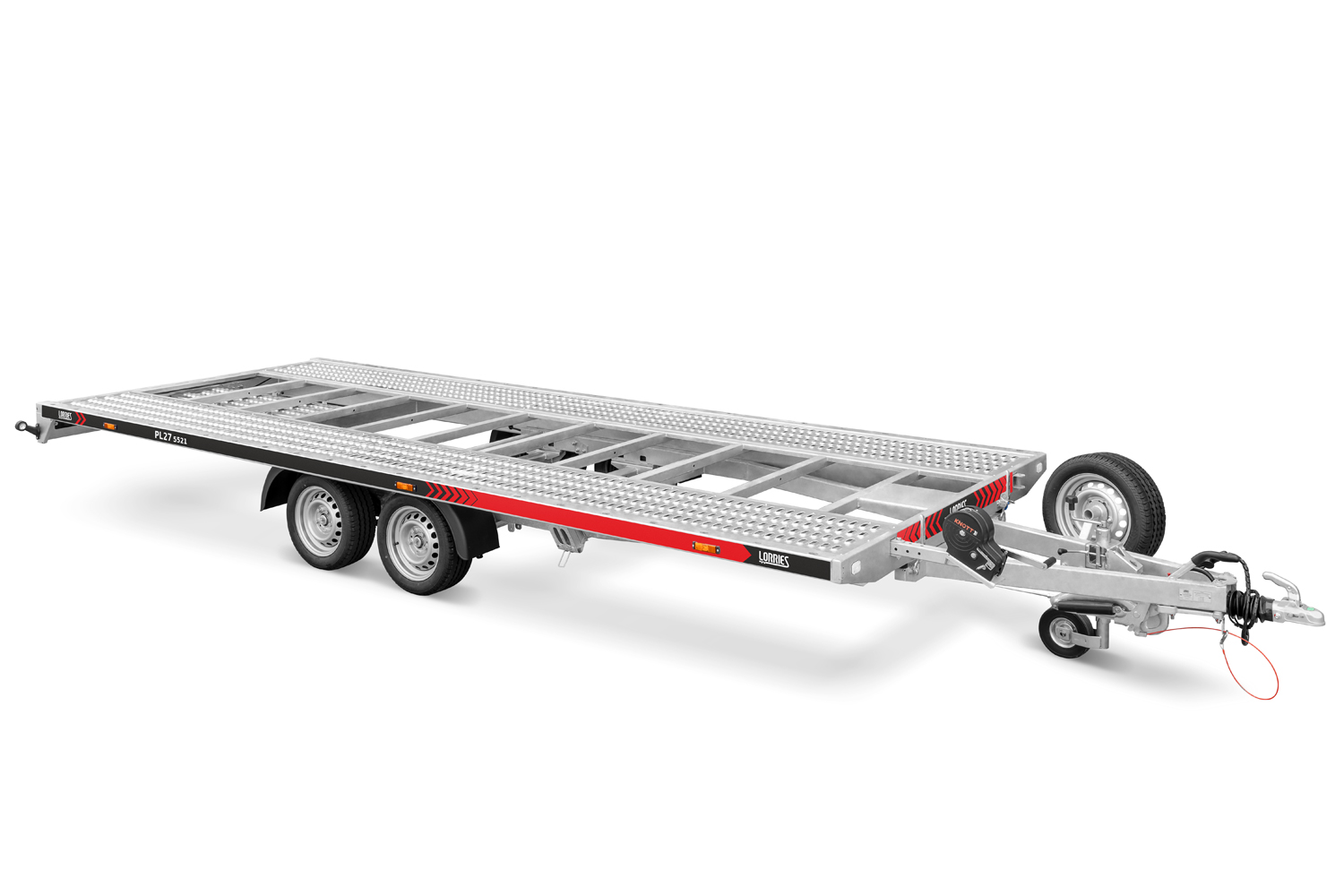 przyczepa laweta uchylna LORRIES car transporter trailer Anhänger ze zintegrowanymi najazdami 2700 kg 5.5 m
